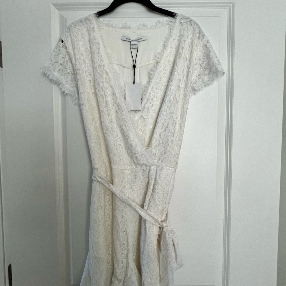 Diane Von Furstenberg Amira  Lace Faux Wrap Romper